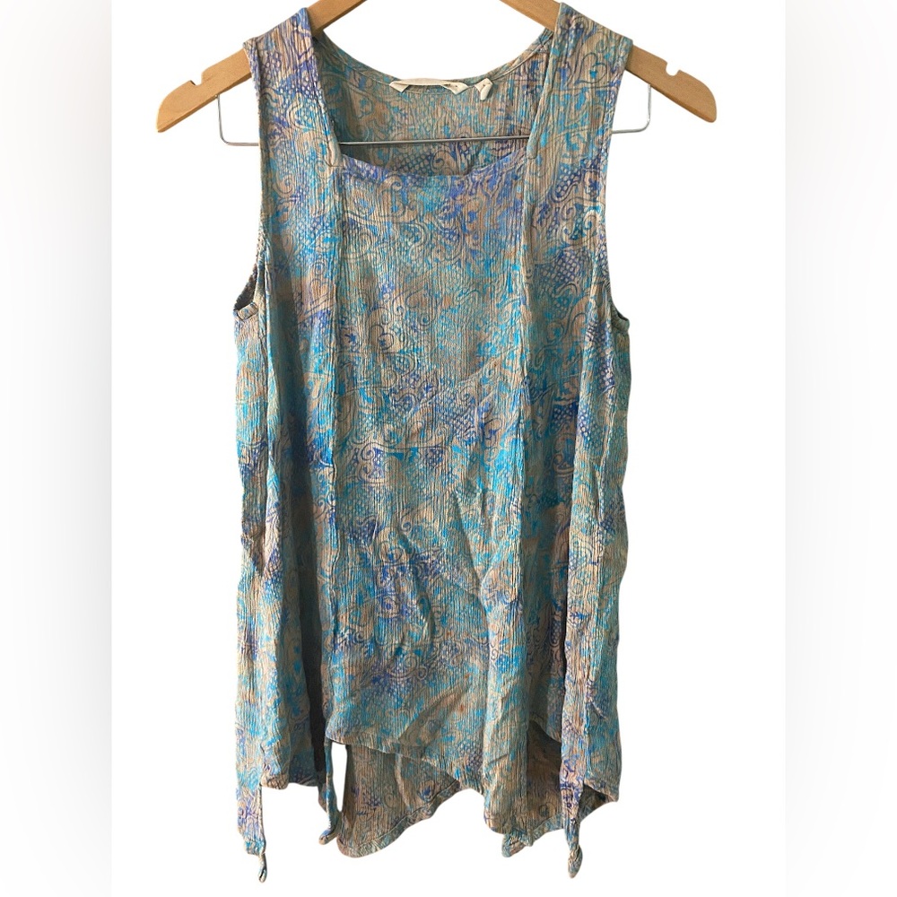 Soft Surroundings Sleeveless Tank Top Print Crepe Women Size Small Uneven Hem